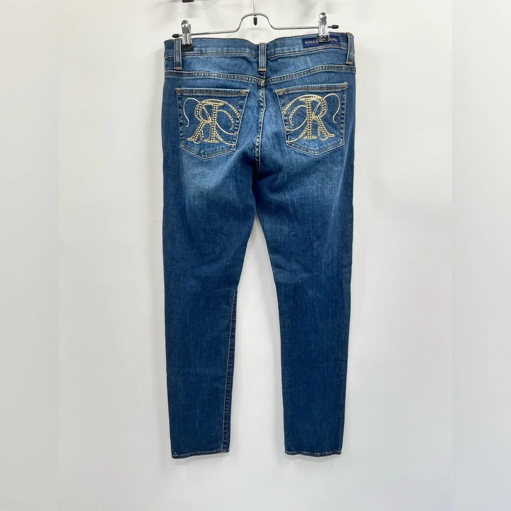 Womens Rock & Republic Mid-Rise Berlin Dark Wash Skinny Denim Jeans Size 10 - Picture 7 of 12